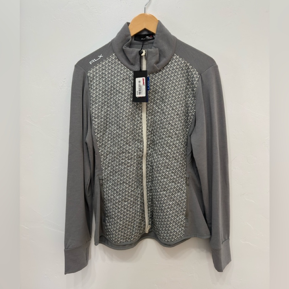 🆕 RLX Ralph Lauren Gray and White Women's Zip Jacket, New with Tags, Size Large